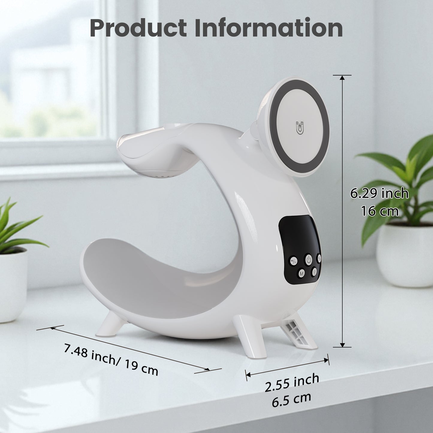 Charging Station , 6 in 1 Wireless Charger with Ambient Light and Bluetooth Speaker, 15 W Magsafe Charging Station for iPhone 11 and above series, Compatible with AirPods iWatch