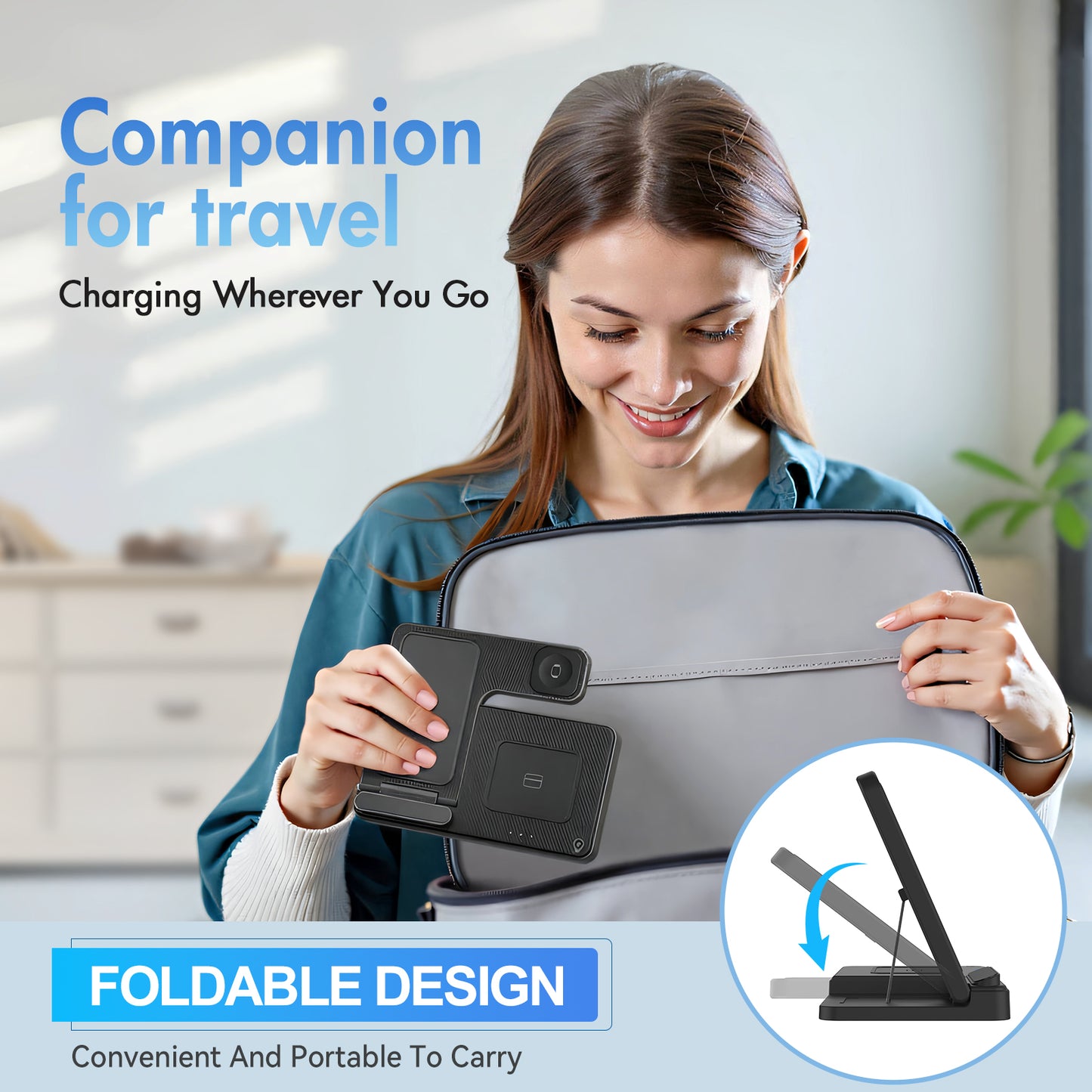 Wireless Charger, 3 in1 Wireless Charging Station, Magnetic Fast Charging Stand Compatible with iPhone 16 15 14 13 12 11 Pro Max Plus XS XR X 8, For iWatch 9 8 7 6 5 4 3 2 SE, for AirPods 3 2 Pro