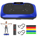 RICAN Vibration Plate Exercise Machine, Full Body Vibration Platform with 2 Loops & 5 Resistance Bands for Wellness and Fitness, Blue