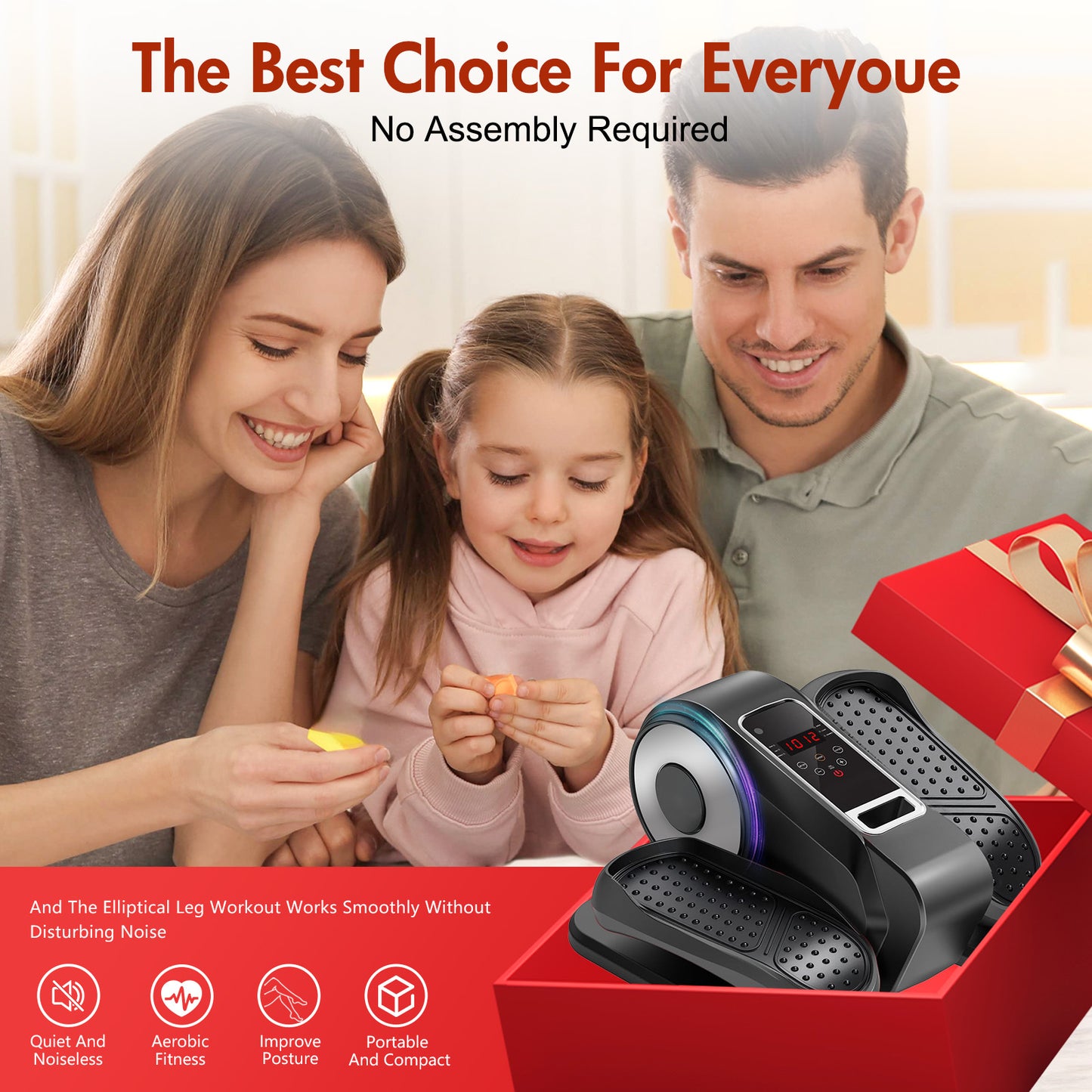 RICAN Under Desk Elliptical Machine, Elipsefit Leg Exerciser While Sitting for Seniors Adults