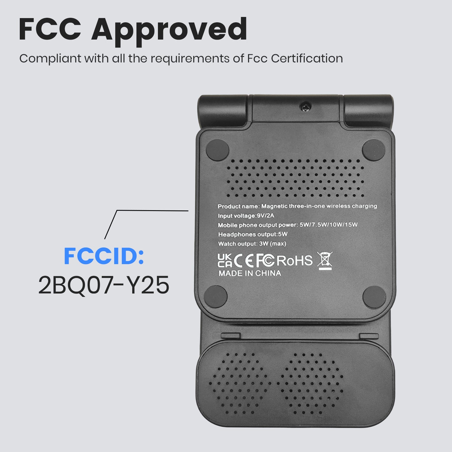 Charging Station, Magnetic Wireless Charger for iPhone 17 16 15 14 13 12, for iWatch, for AirPods 4 3 2, 3 in 1 Charging Pad with Foldable Design, Black