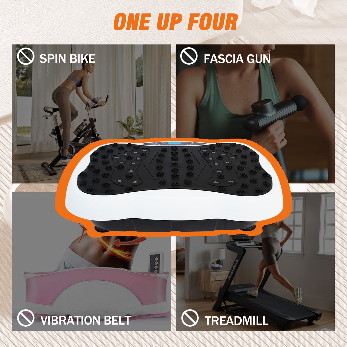 330lb Vibration Plate Exercise Machine, Vibration Board for Lymphatic Drainage, Whole Body Workout Vibrate Fitness Platform, Waver Vibration Stand for Weight Loss, Home Gym Equipment, White