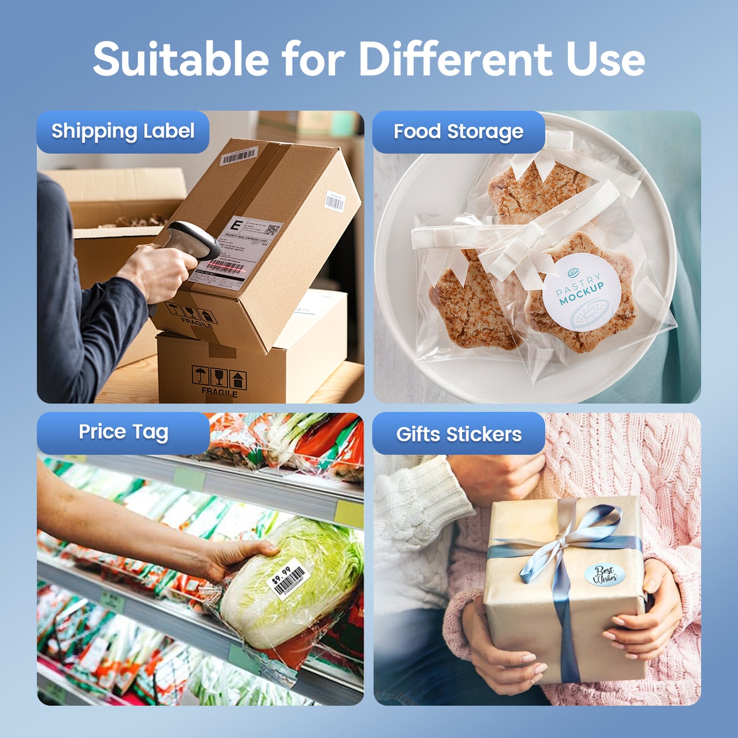 4x6 Thermal Label Printer, Bluetooth Shipping Label Maker for Packages, Compatible with Windows iOS Android, Wireless Sticker Printing for Business and Home, Portable Wireless Printer