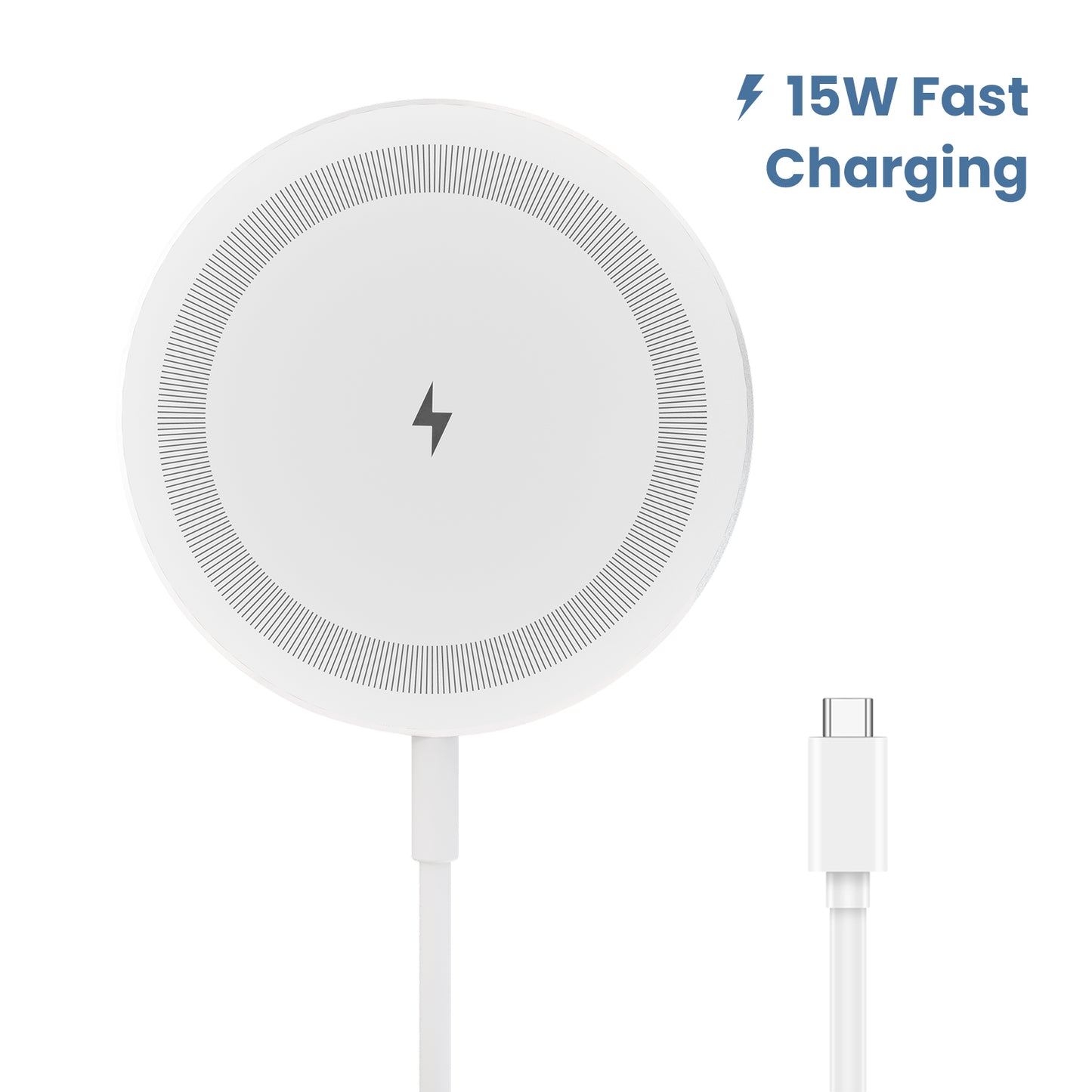 15W Ultra Fast Wireless Charging Pad, Wireless Charger for iPhone 16 15 14 13 12 11 8 X XR SE Series, for AirPods, Non Slip Silent Design, Home Office Travel Essential, White