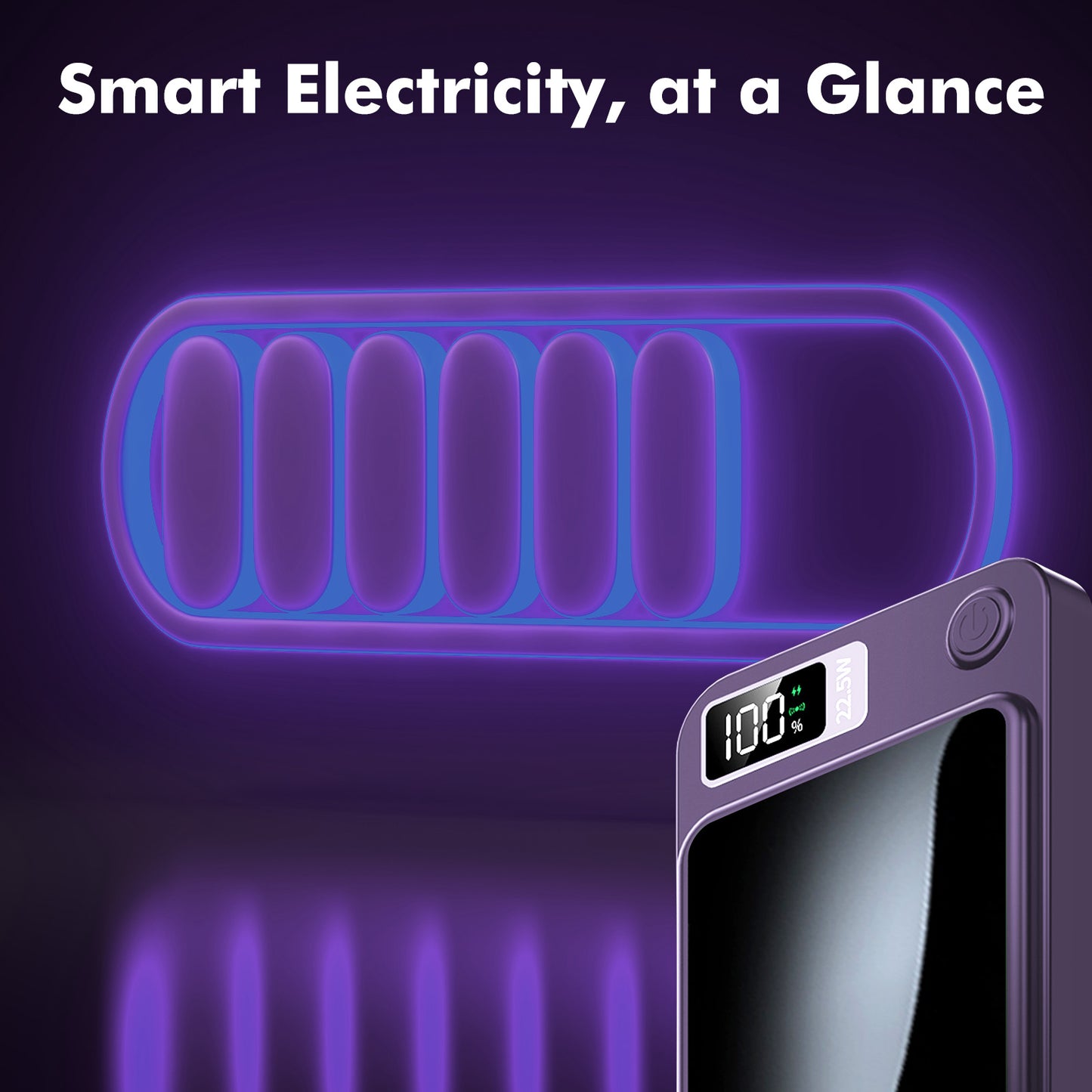 Wireless Power Bank, 10000mAh Fast Charging, with LED Power Display, 2 in 1 Portable Magnetic Power Bank, Compatible with Multi Device with cable, Purple