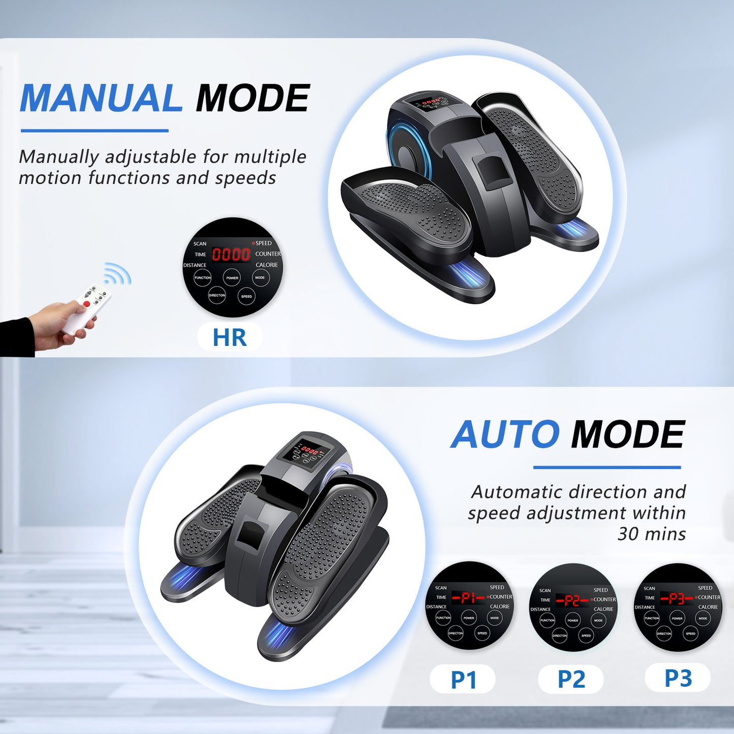 Baokaler Under Desk Elliptical Exercise Machine, Electric Elipsefit Leg Exerciser while Sitting for Seniors,12 Adjustable Speeds with Remote Control