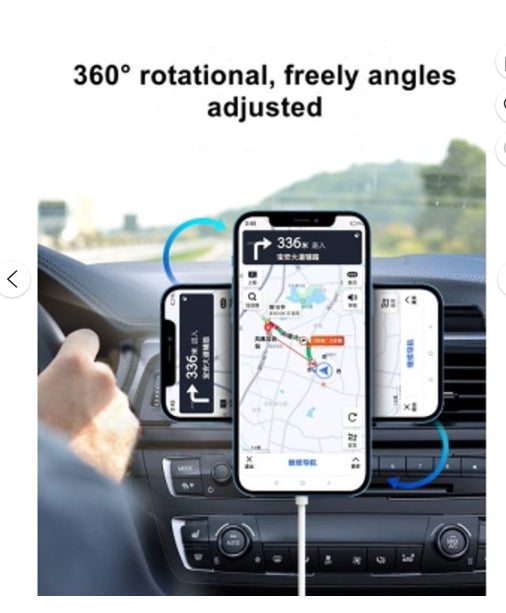Super Strong Magnetic Car Mount with 15W Fast Wireless Charging, easy to install, durable and study, Black