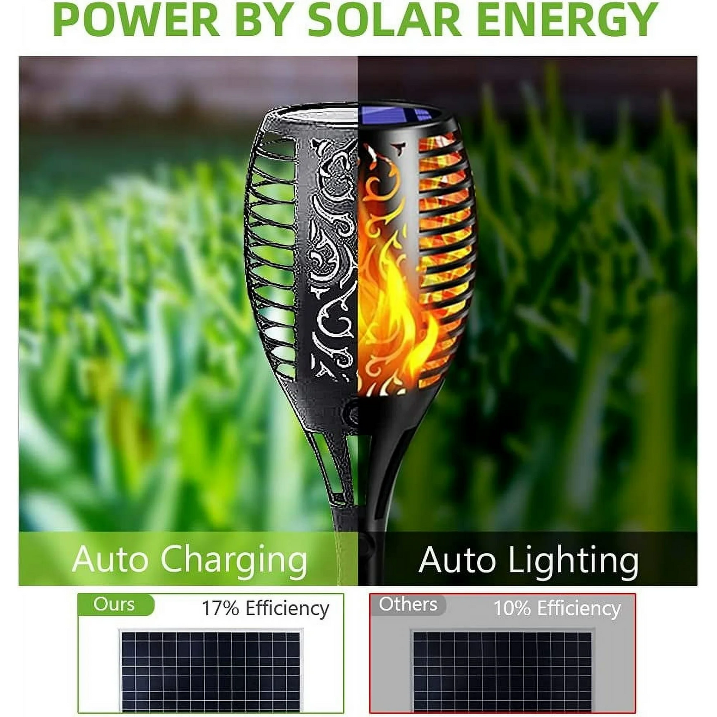 8 Pack Solar Torch Lights with Flickering Flame, Waterproof Solar Lights Outdoor, Solar Pathway Lights, Landscape Decoration Lighting for Garden, Lawn, Patio, Yard, Outdoor Decoration
