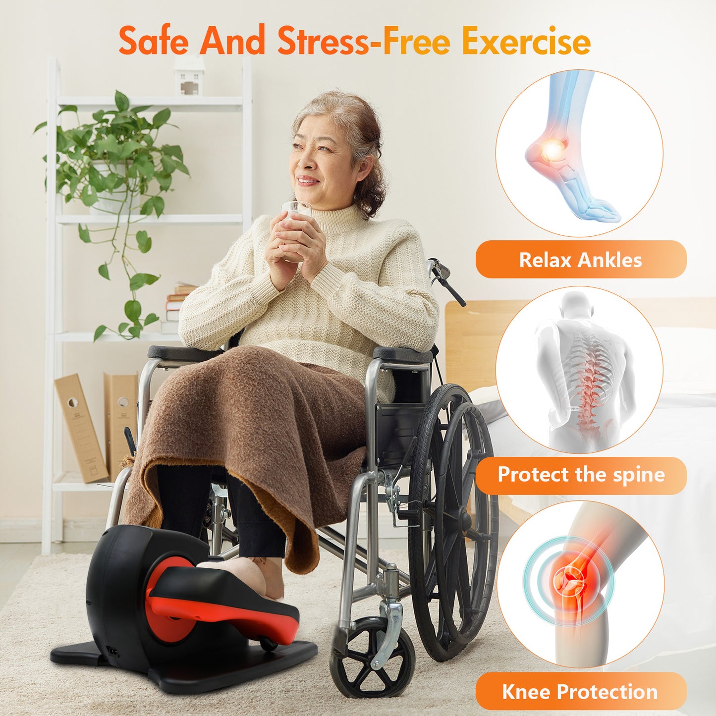 Baokaler Under Desk Elliptical,Ellipse Leg Exerciser for Seniors Fully Assembled,Elliptical Exercise Machine while Sitting with Remote Control & 12 Speeds