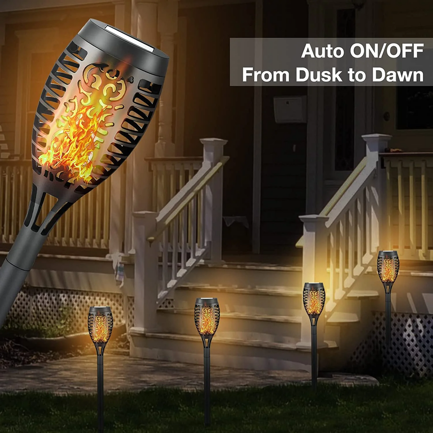 8 Pack Solar Torch Lights with Flickering Flame, Waterproof Solar Lights Outdoor, Solar Pathway Lights, Landscape Decoration Lighting for Garden, Lawn, Patio, Yard, Outdoor Decoration