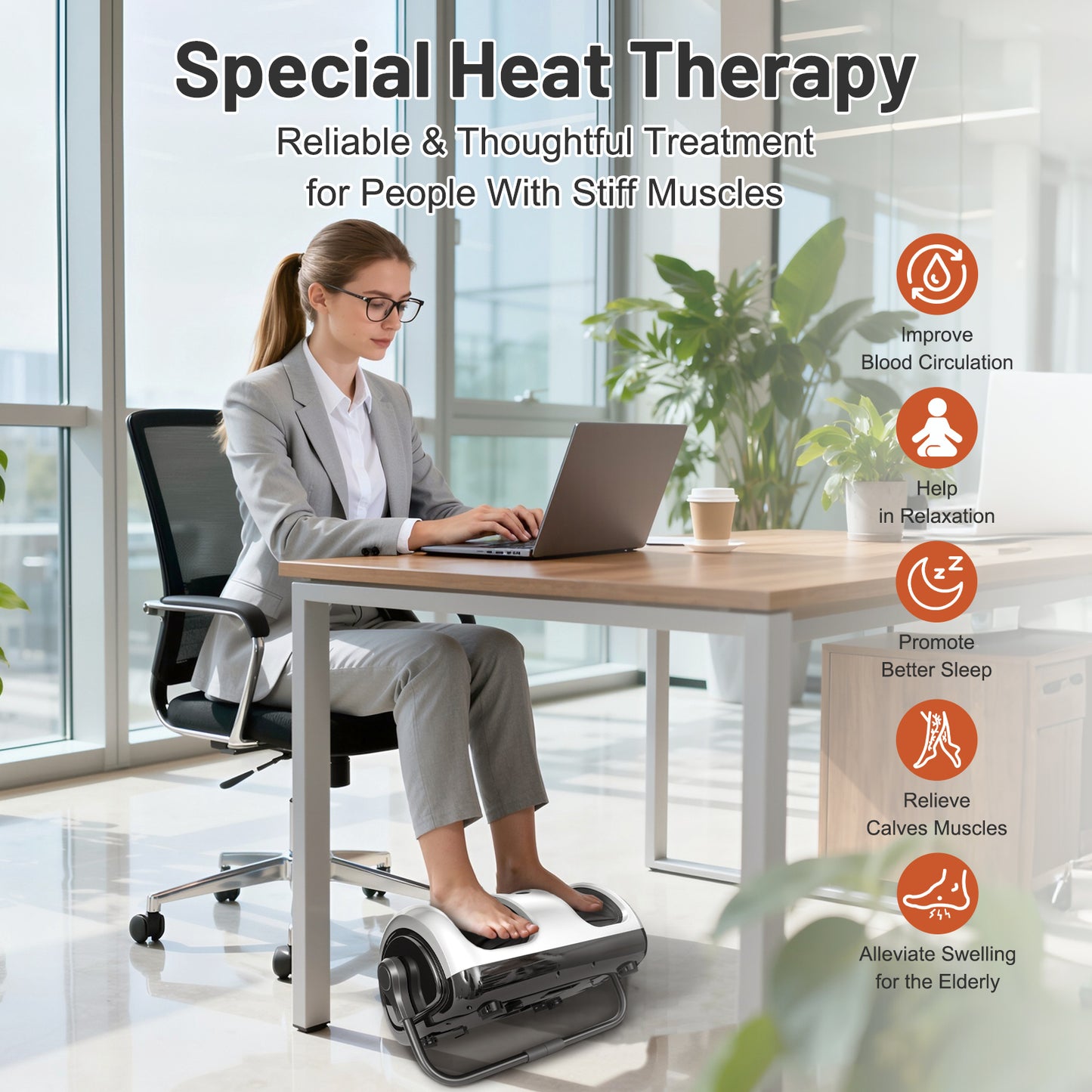 BAOKALER Shiatsu Foot Massager with Heat for Plantar Fasciitis, Pain Relief&Heat Therapy, Deep Kneading to Massage Leg/Calf/Ankle,Suitable for Family and Friends, White