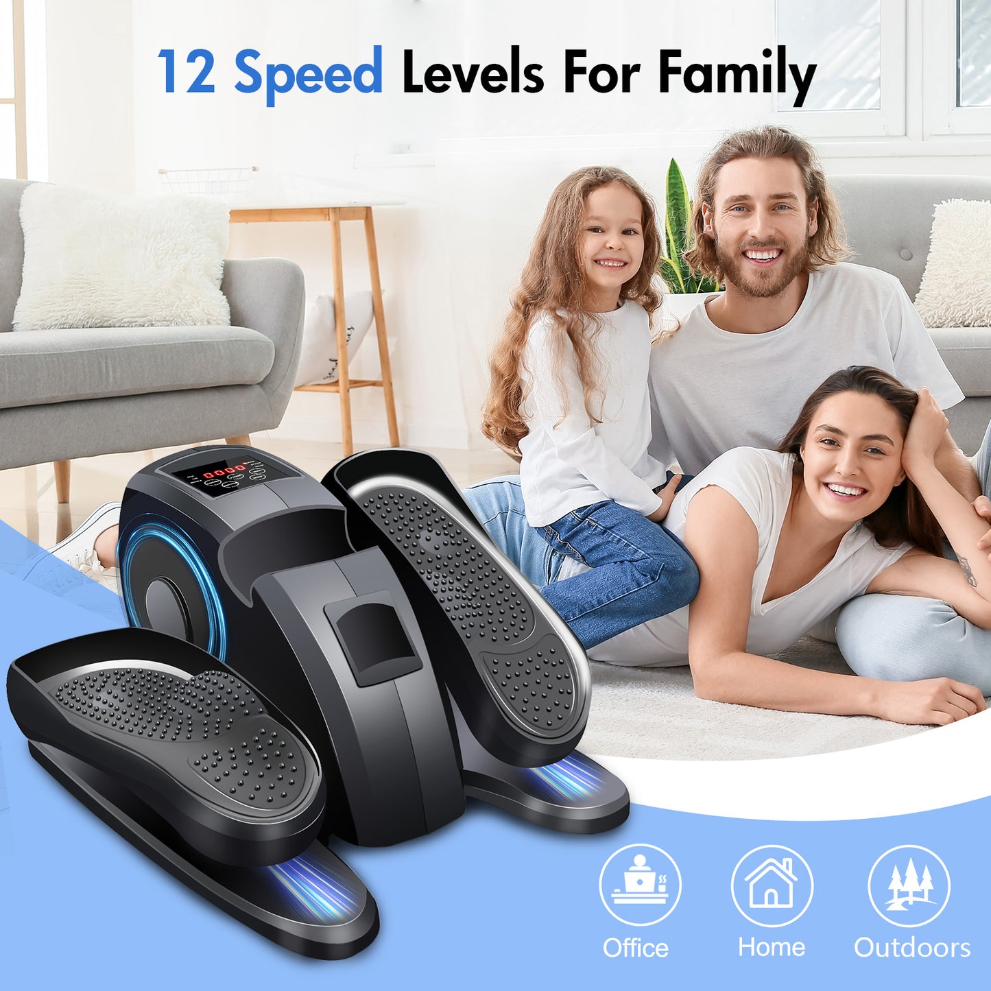 Baokaler Under Desk Elliptical Exercise Machine, Electric Elipsefit Leg Exerciser while Sitting for Seniors,12 Adjustable Speeds with Remote Control