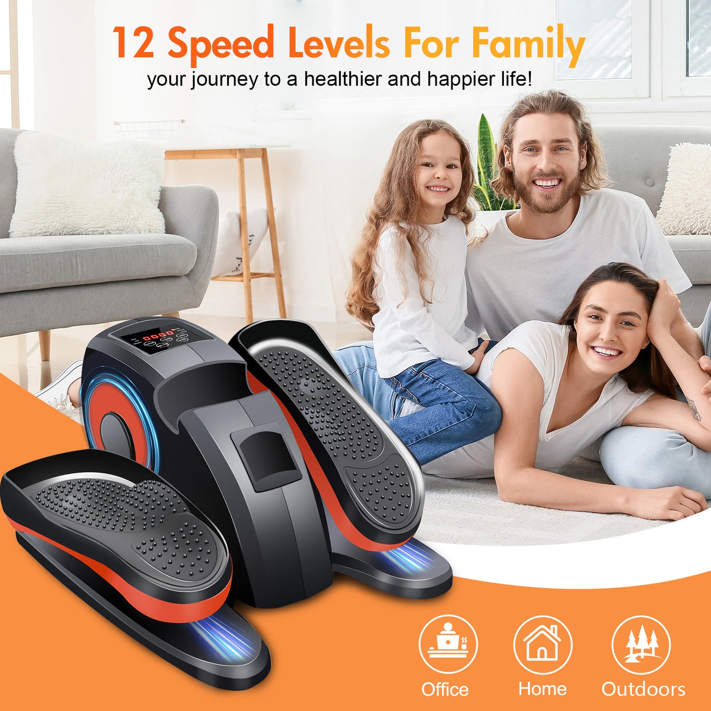 Baokaler Under Desk Elliptical,Ellipse Leg Exerciser for Seniors Fully Assembled,Elliptical Exercise Machine while Sitting with Remote Control & 12 Speeds