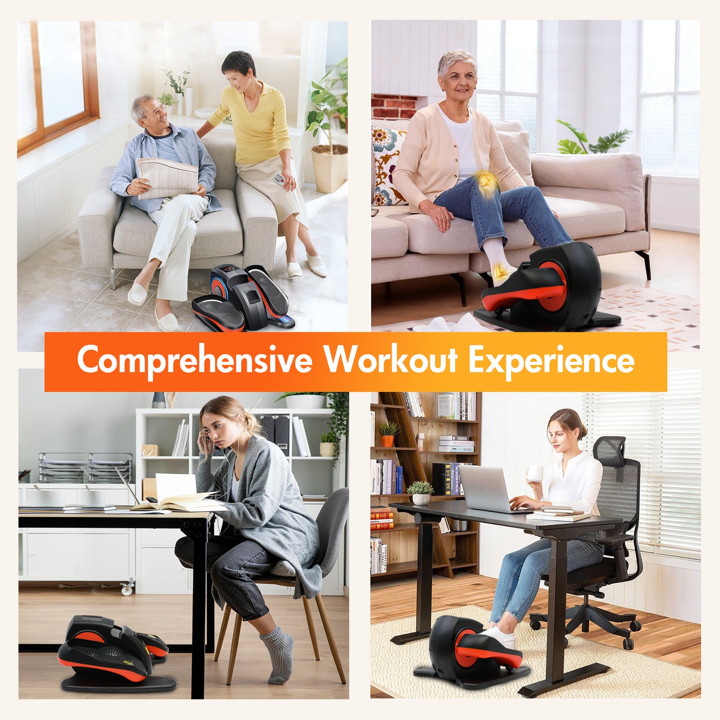 Baokaler Under Desk Elliptical,Ellipse Leg Exerciser for Seniors Fully Assembled,Elliptical Exercise Machine while Sitting with Remote Control & 12 Speeds