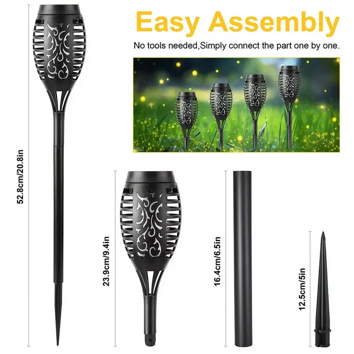 8 Pack Solar Torch Lights with Flickering Flame, Waterproof Solar Lights Outdoor, Solar Pathway Lights, Landscape Decoration Lighting for Garden, Lawn, Patio, Yard, Outdoor Decoration