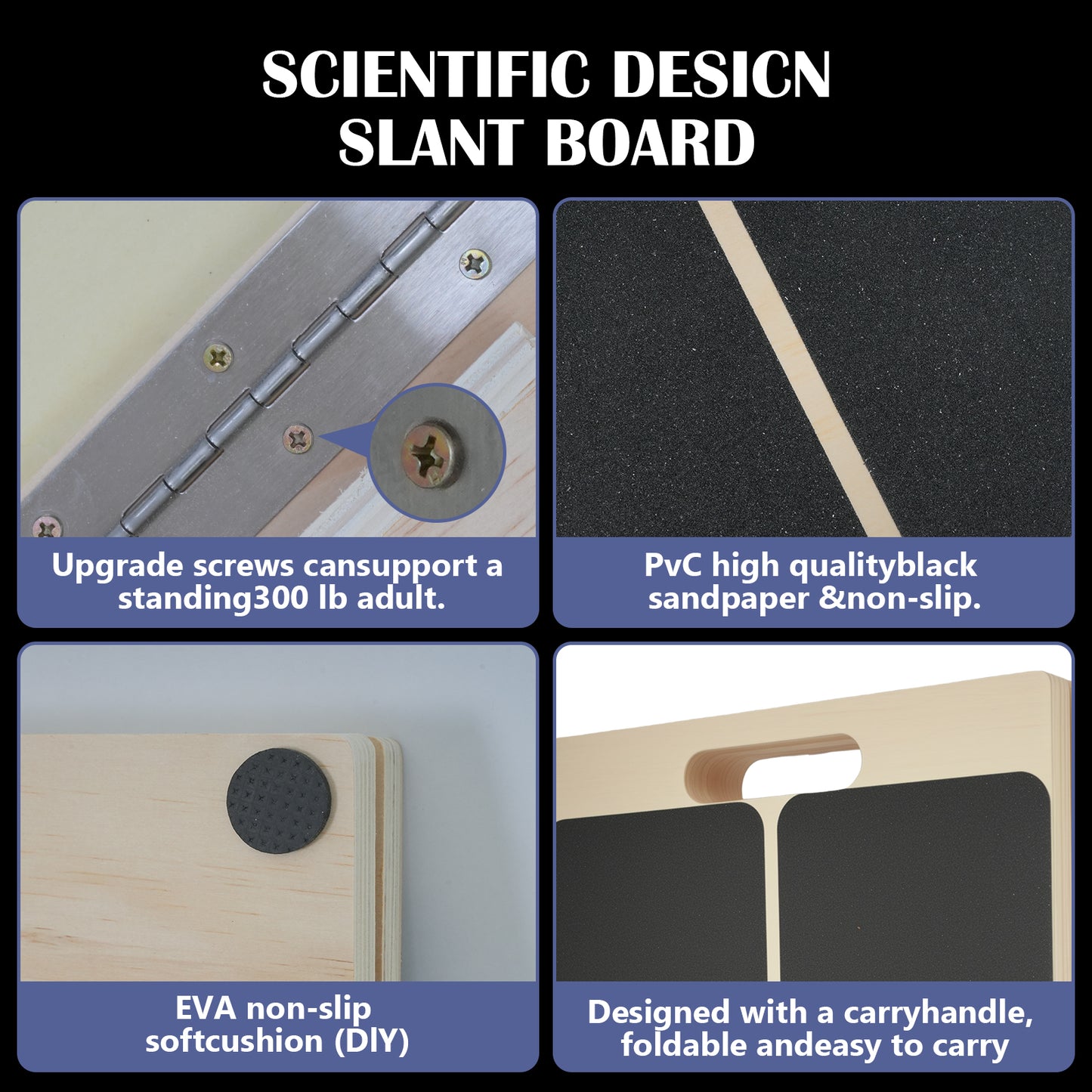 ALSO GO Slant Board for Calf Stretching, Adjustable Wooden Incline Board, Portable Wooden Stretching Board, 450 Lbs Weight Capacity Calf Stretch Wedge for Exercise