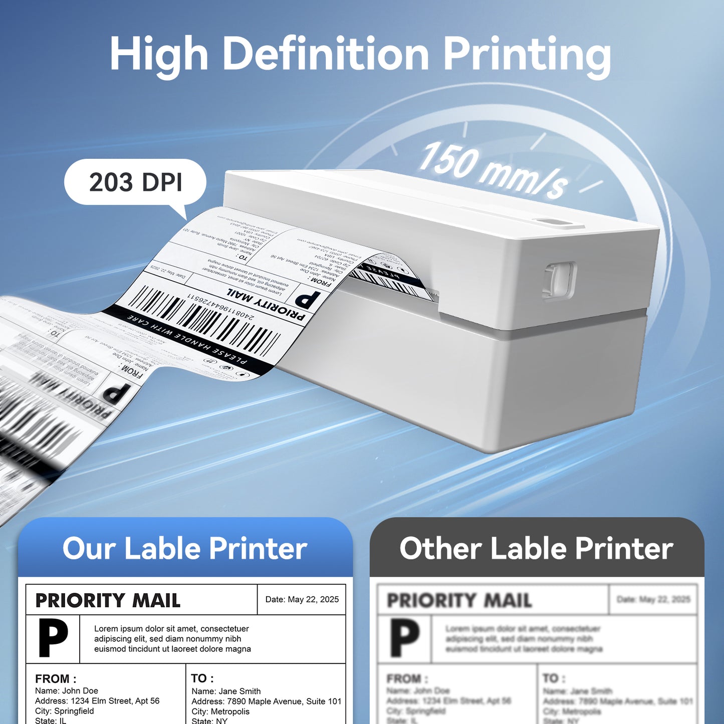 4x6 Thermal Label Printer, Bluetooth Shipping Label Maker for Packages, Compatible with Windows iOS Android, Wireless Sticker Printing for Business and Home, Portable Wireless Printer