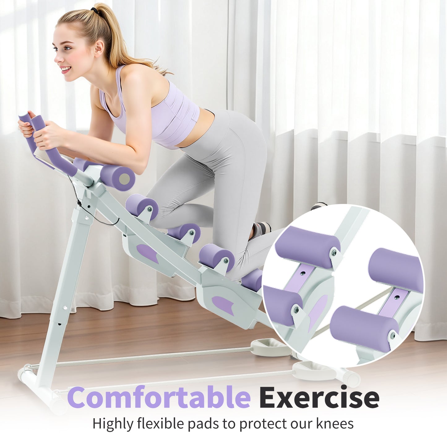 RICAN Ab Fitness Crunch, Abdominal Workout Machine for Glider Roller and Pushup with Headrest, Strength Training Exerciser for Core Strength and Plasticity, Ideal for Home Gym Office