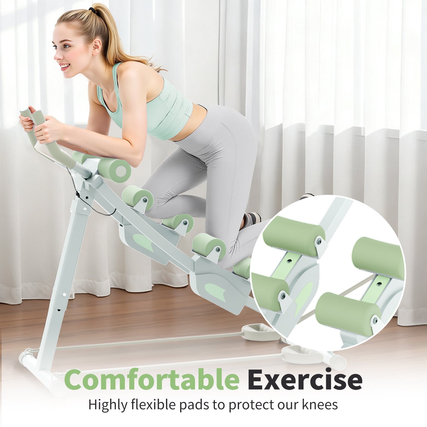 Dual-track Ab Workout Machine with 4 Adjustable Heights, Foldable Core & Abdominal Exercise Machine with 440lbs Weight Capacity, Ab Exercise Fitness Trainer