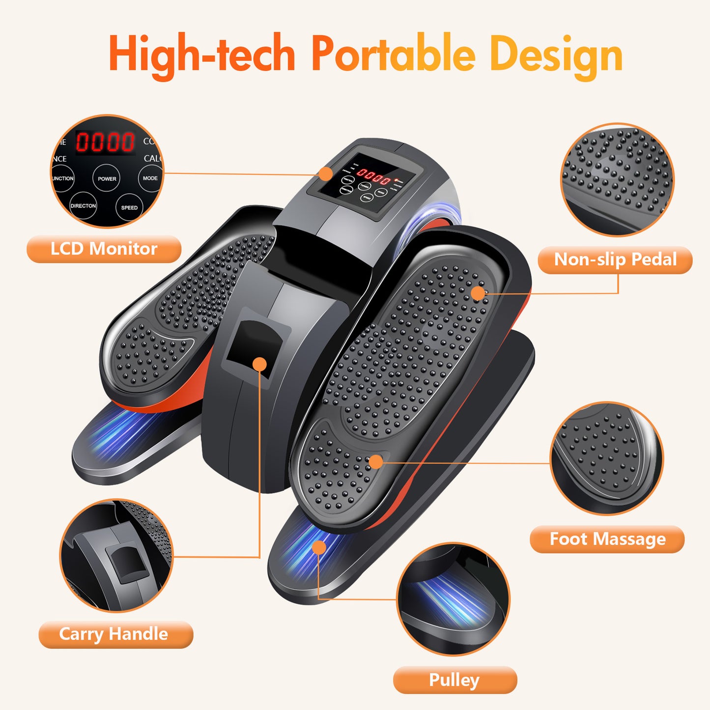 Baokaler Under Desk Elliptical,Ellipse Leg Exerciser for Seniors Fully Assembled,Elliptical Exercise Machine while Sitting with Remote Control & 12 Speeds