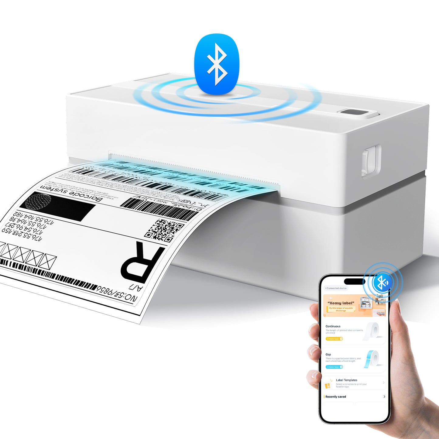 4x6 Thermal Label Printer, Bluetooth Shipping Label Maker for Packages, Compatible with Windows iOS Android, Wireless Sticker Printing for Business and Home, Portable Wireless Printer
