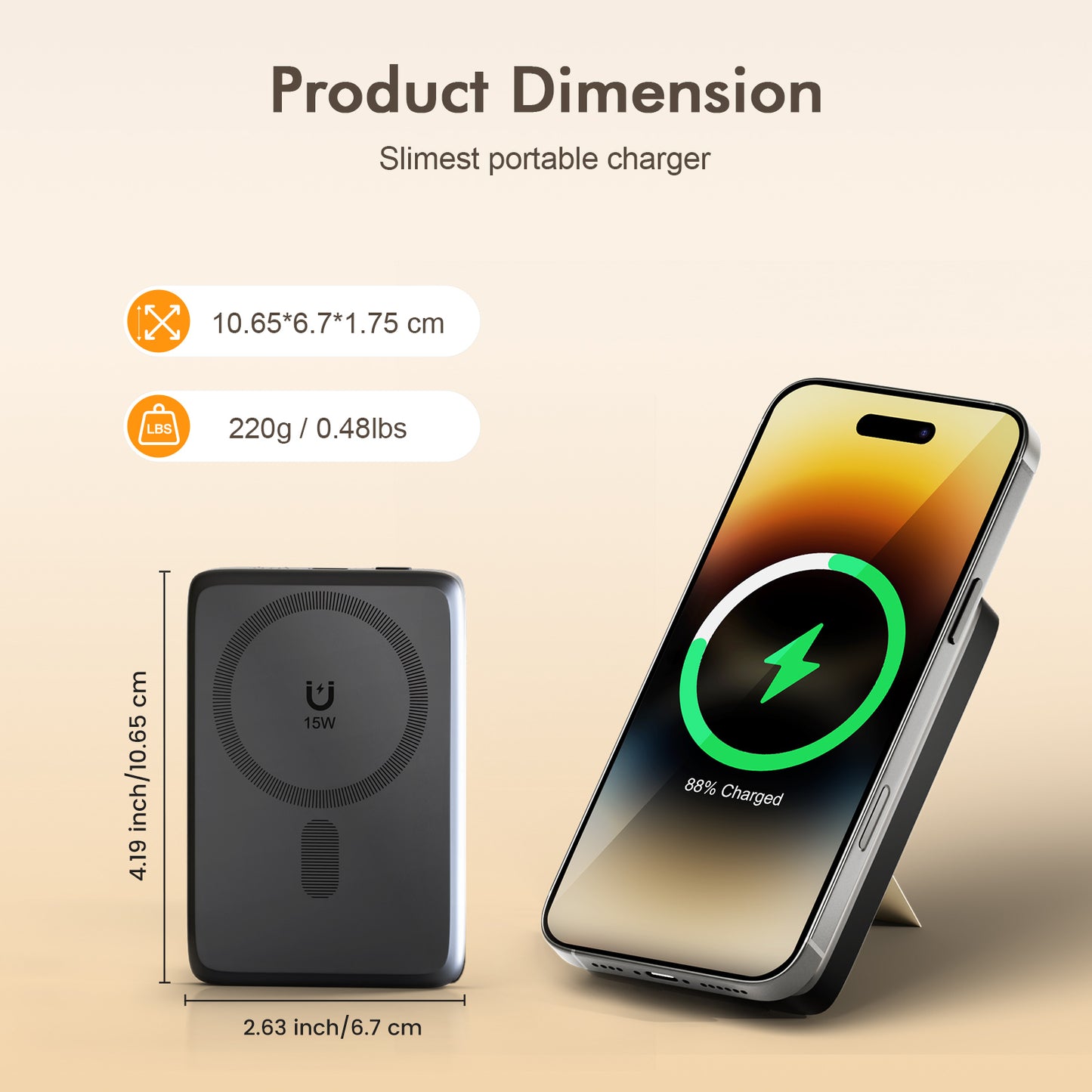Portable Power bank, Magnatic Battery Pack, 10000mAh Magnetic Power Bank with Type-C Cable 20W Fast Charging Lighting Input Wireless Portable Charger for iPhone 16 15 14 13 12 All Series, Black