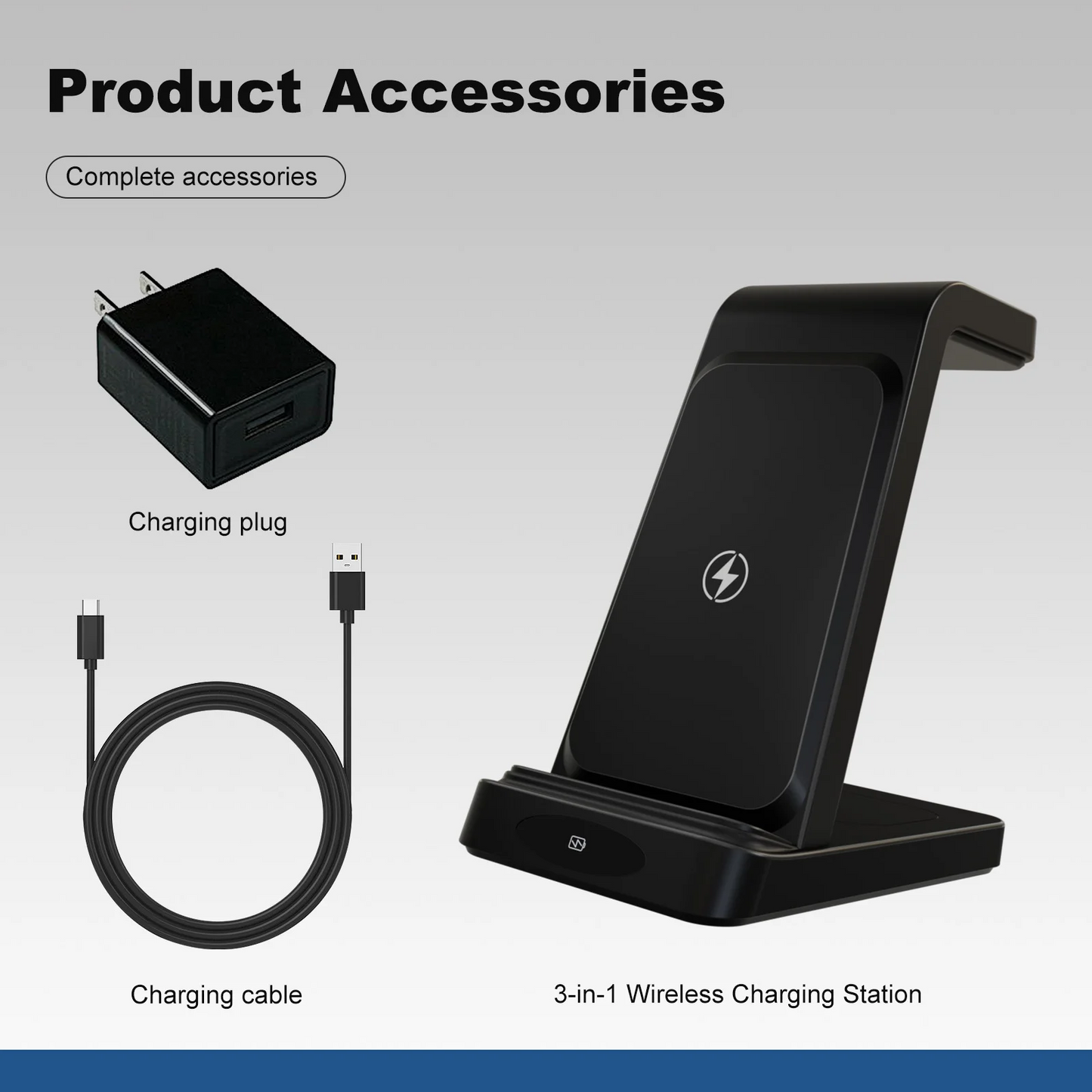 Magnetic Wireless Charger(with Adapter) for iPhone & Airpods & Apple Watch: 3 in 1 Charging Station for Apple Multiple Devices,Black