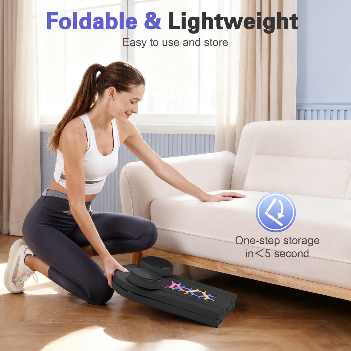 RICAN Foldable Pilates Board, Pilates Reformer Set, 15-in-1 Multifunctional Abdominal Board, Adjustable Push-Up Handles, Full Body Workout Equipment for Home, Black