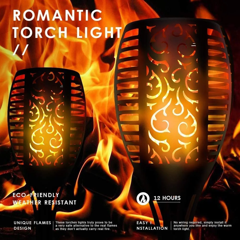 8 Packs Solar Tiki Torch Lights with Flickering Flame, Waterproof H-alloween Solar Lights Outdoor, Solar H-alloween Pathway Lights, H-allowee Decor Lights for Garden, Lawn, Patio, Yard