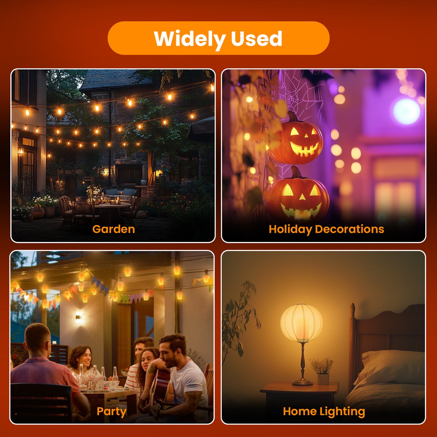 TopZoo LED Flame Light Bulbs 4PCS, Flickering Light Bulbs Upgraded 4 Modes, E26 Base Light Bulbs with Upside Down Effect for Daily, Garden Decor, Halloween, Party, Patio, Indoor, Outdoor Decor