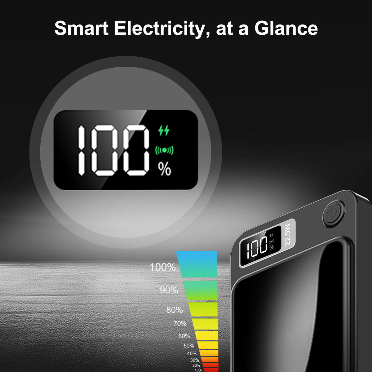 Magnetic Wireless Power Bank,10000mAh Portable Charger with 22.5W Fast Charging,LED Power Display,Strong Magnetic Suction Compatible with iPhone 12 and Above & Android - Black