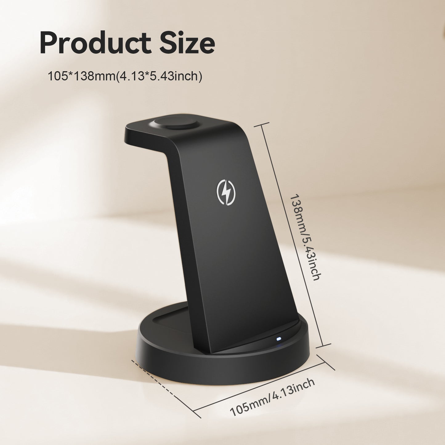 3 in 1 Charging Station, 15W Fast Wireless Charger Compatible with iPhone 17 16 15 14 13 12, Compatible with iWatch, Compatible with Airpods, Black