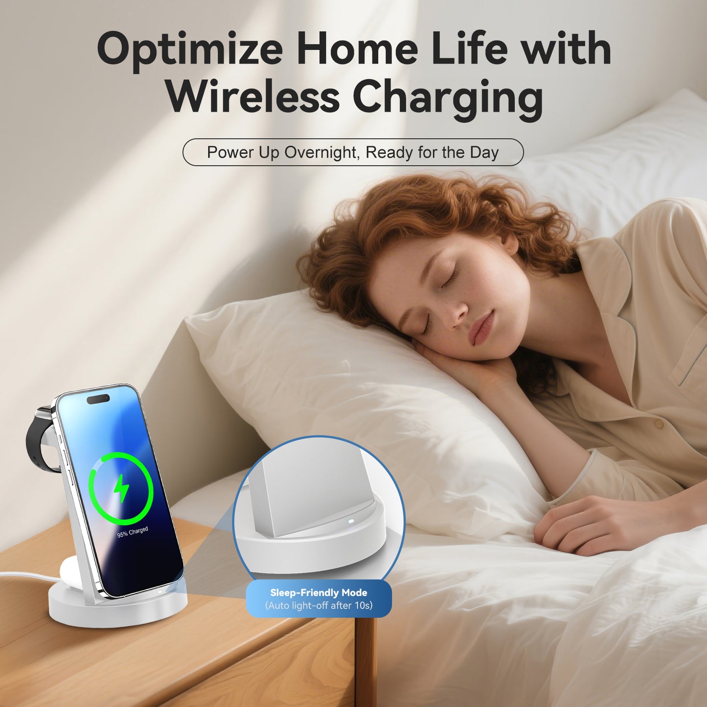 Charging Station, 18W Wireless Charger Compatible with iPhone 17 16 15 14 13 12, Wireless Phone Charger for Airpods 4 3 2 Pro, for iWatch Series, Charging Station for Multiple Devices, White