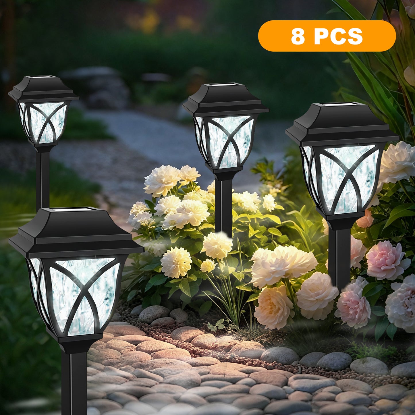 TopZoo Solar Lights Outdoor Pathway, 6 Pack Solar Garden Stake Lights for Yard Patio Walkway Planter Pool, LED Waterproof, Cool White