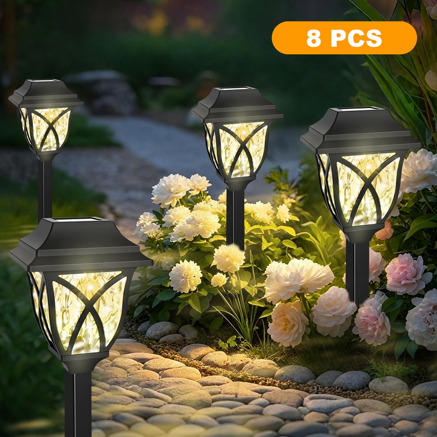 TopZoo Solar Lights Outdoor Pathway, 6 Pack Solar Garden Stake Lights for Yard Patio Walkway Planter Pool, LED Waterproof, Warm White