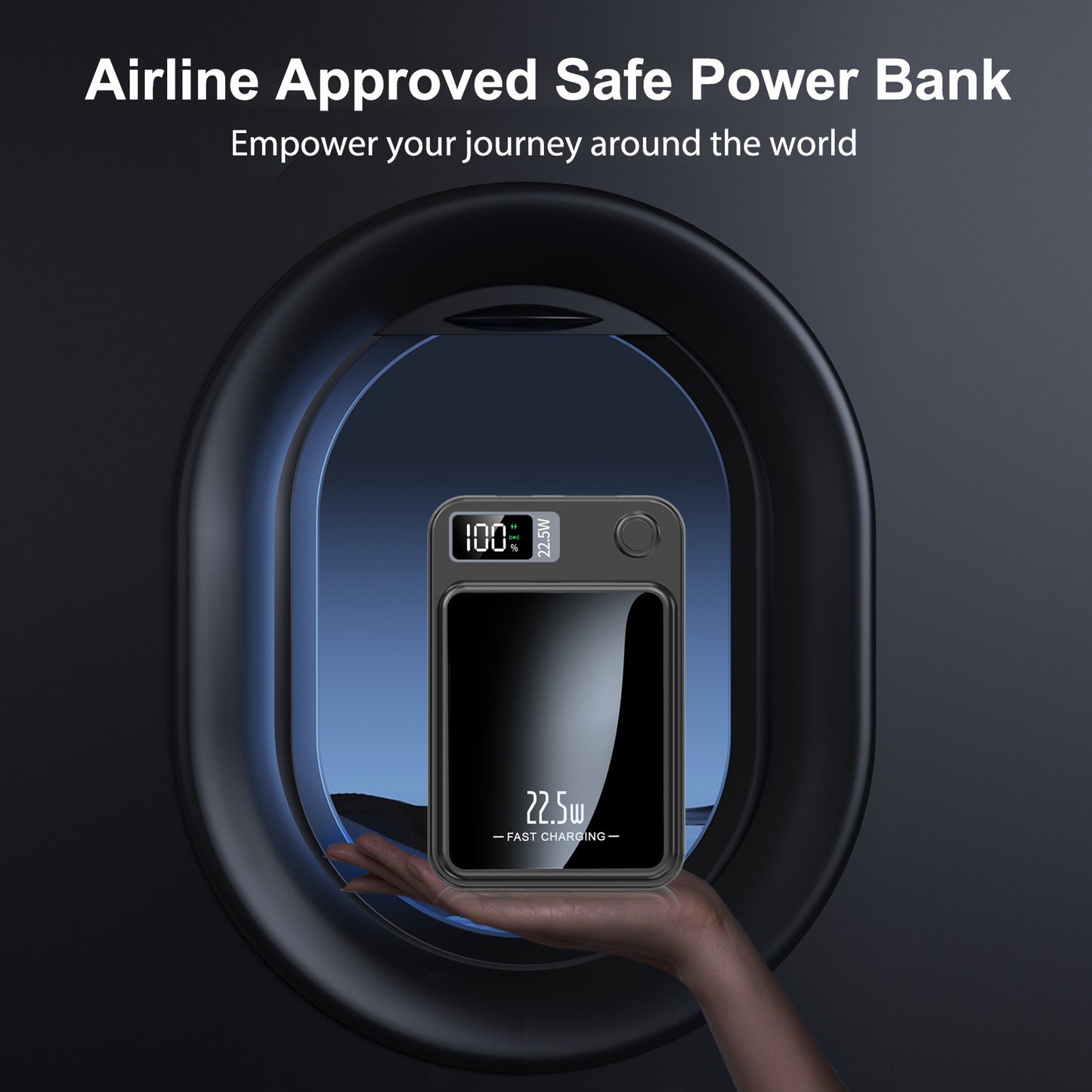 Wireless power bank, 10000mAh 22.5W Fast Charging Phone Battery Bank, 2 in 1 Wireless Magnetic Power Bank with cable