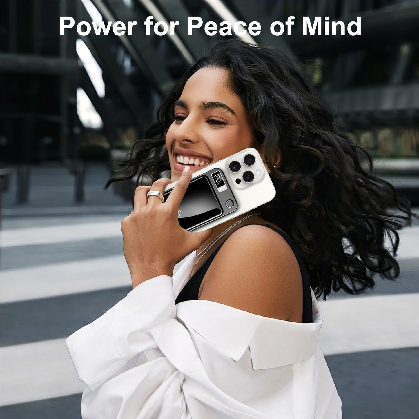 Wireless power bank, 10000mAh 22.5W Fast Charging Phone Battery Bank, 2 in 1 Wireless Magnetic Power Bank with cable