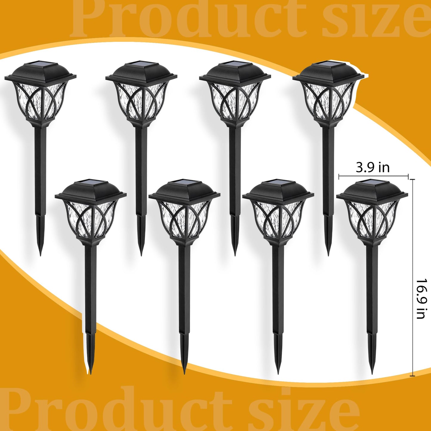 TopZoo Solar Lights Outdoor Waterproof, 8 Pack Solar Pathway Lights, Garden Stake Lights for Yard Patio Sidewalk Walkway Planter with Water Ripple Glow, Warm White