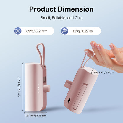 Fast Charging Power Bank 4500mAh, Ultra Mini Portable Charger with Dual Output, Pocket Sized Battery Pack for iPhone Android Samsung Galaxy Quick Charge(Pink)