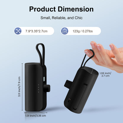 Portable Charger, Power Bank, Ultra Mini 4500mAh Phone Charger for iPhone, Battery Pack with Dual Output,Compatible with Samsung, for iPad Pro Air and More,Black