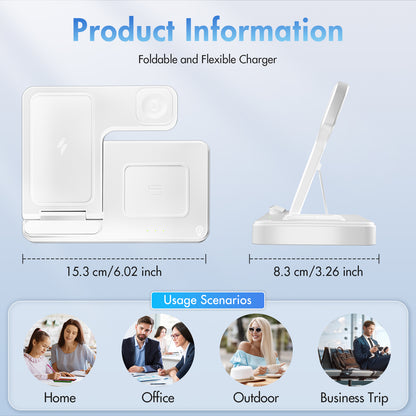 Wireless Charging Station, 3 in 1 Wireless charger Compatible with iPhone 16 15 14 13 12 11 Pro Max Plus XS XR X 8, for Airpods 4 3 2 Pro, For IWatch 9 8 Ultra 2 SE 7 6 5 4 3 2