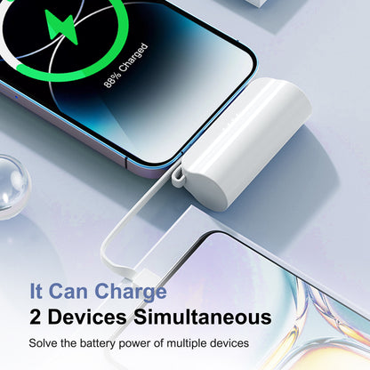 Portable Charger, Power Bank, 4500mAh Battery Pack for iPhone, for Android, Pocket Sized, Perfect for Traveler, White