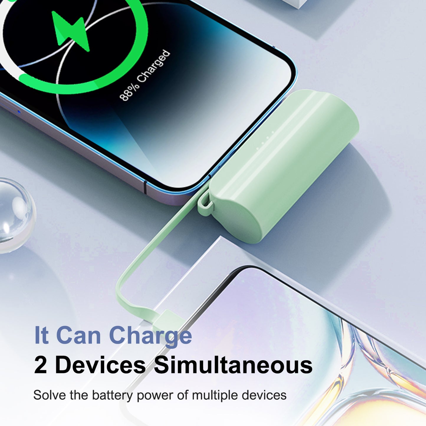 Power Bank, Portable Charger, 4500mAh Battery Pack for iPhone, for Android, Pocket Sized, Perfect for Traveler, Green