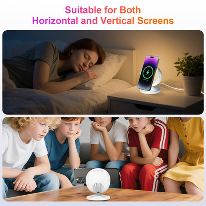 Wireless Charger for iPhone Samsung Huawei,Magnetic Charging Station with Bluetooth speaker and RGB light, Travel Charging Station Compatible with Apple 12 and above series, White