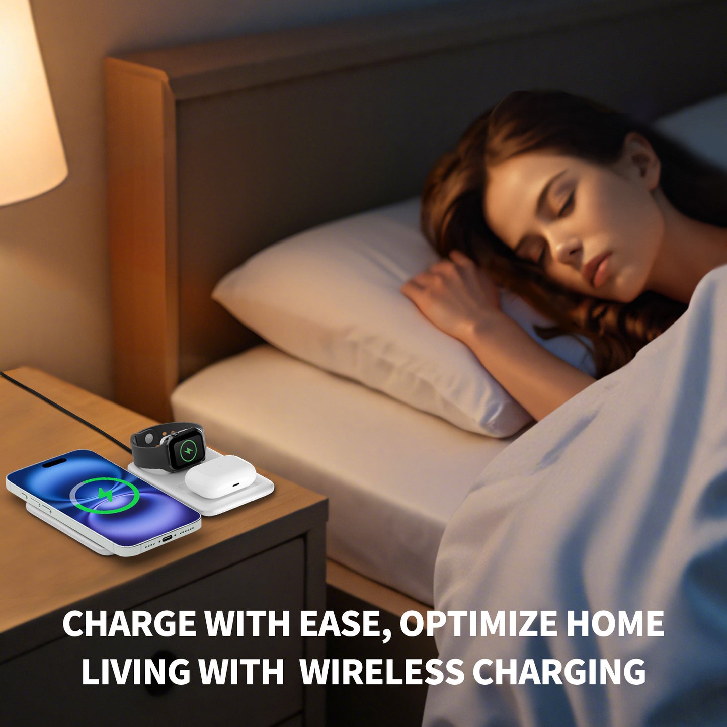 Wireless Charger for iPhone, 3 in 1 Magnetic Charging Station for Apple Devices for iPhone 16 15 14 13 12 Pro Max Plus - Foldable Charging Pad for Apple Watch Series Airpods 4 3 2 Pro, White