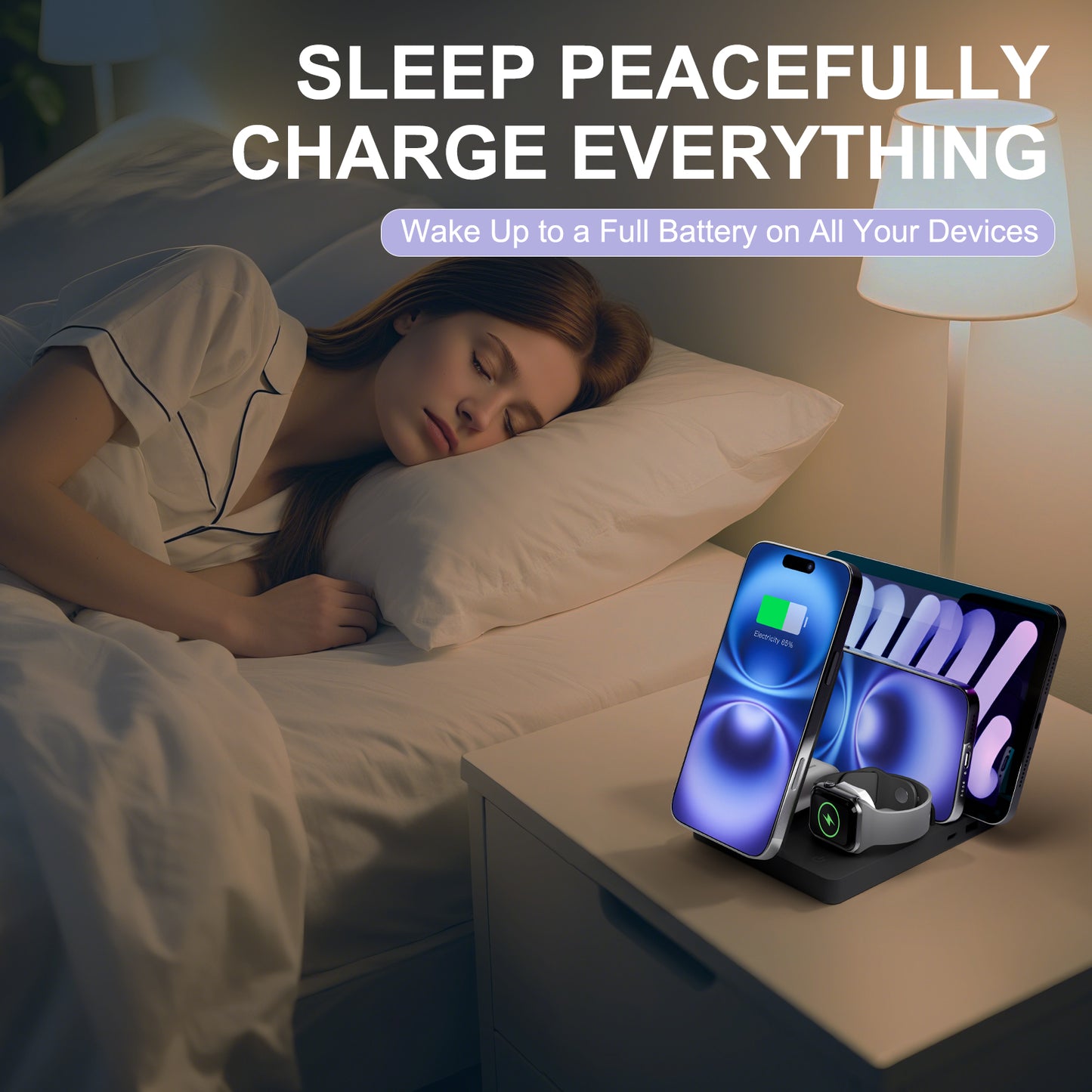 15W Fast Charging Station, 5 in 1 Wireless Charger Compatible with iPhone 15 14 13 12 11 8 Series, Charging Dock Compatible with AirPods 4 3 2 1, for iWatch, for iPad, Black