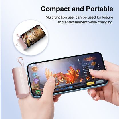 Power Bank, Mini Portable Charger with Dual Output, 4500mAh Battery Pack Compatible with iPhone, Compatible with Samsung, and More, Pink