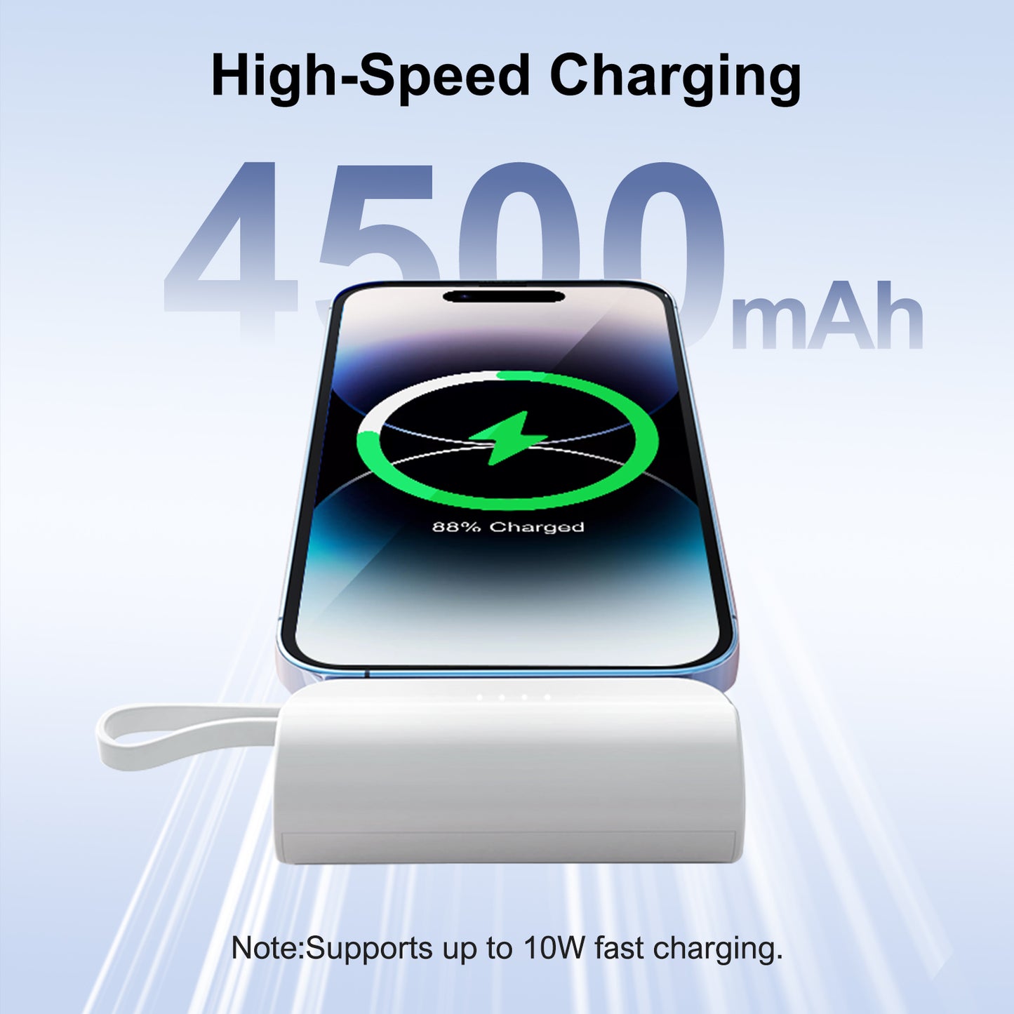 Portable Charger, Power Bank, 4500mAh Battery Pack for iPhone, for Android, Pocket Sized, Perfect for Traveler, White