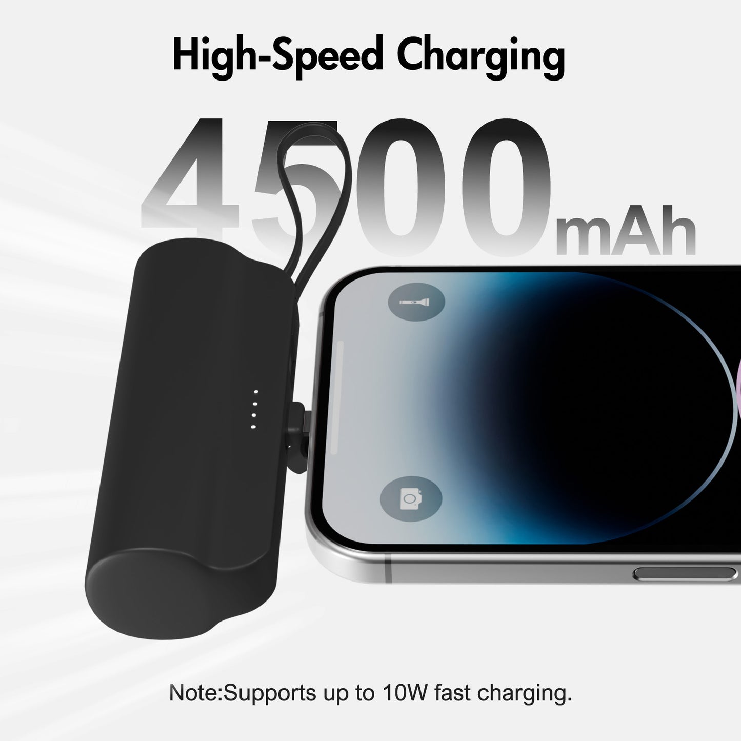 Ultra Mini Portable Charger 4500mAh, Power Bank with Dual Output, Portable Battery Pack for iPhone Series, Samsung, iPad Pro Air and More, Black