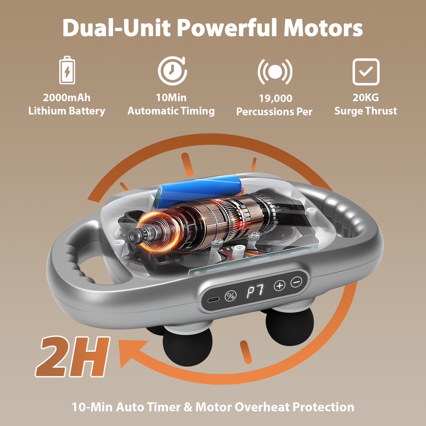 6 Head Massage Gun, Electric Massage Guns with 3 Sets Massage Heads & 9 Modes, Gun Tool for Legs, Arms, Waist, Back, Buttocks, Relax Full Body Muscle, Gifts for Friends, Parents